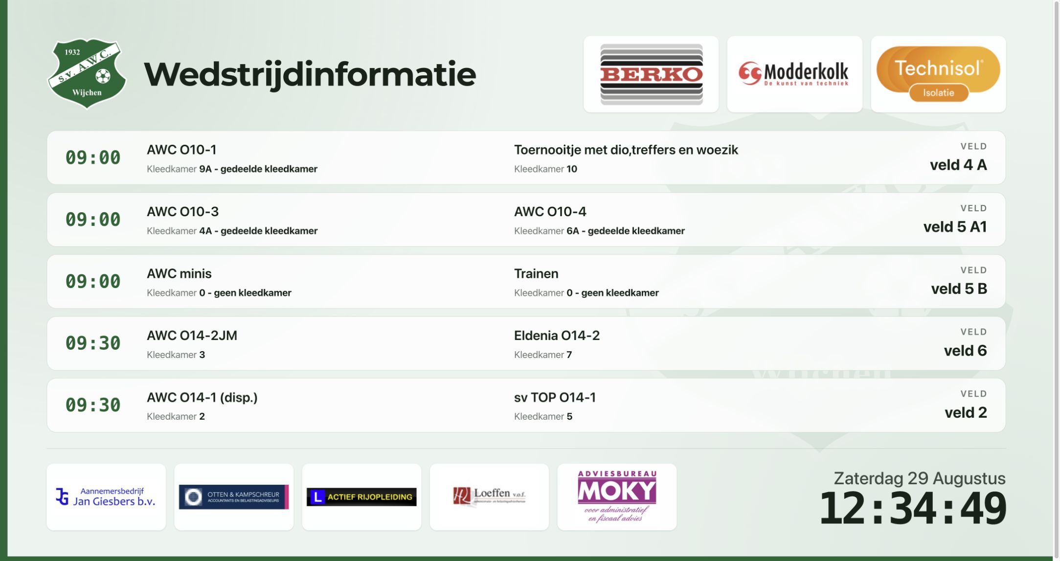 Club TV-preview met wedstrijdinformatie en sponsorrotatie
