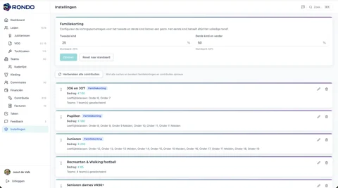 Contributieregels met familiekorting