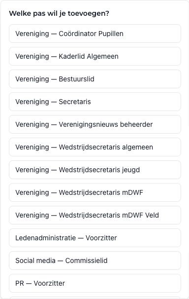 Choosing from current roles before adding a digital membership pass to Apple Wallet or Google Wallet
